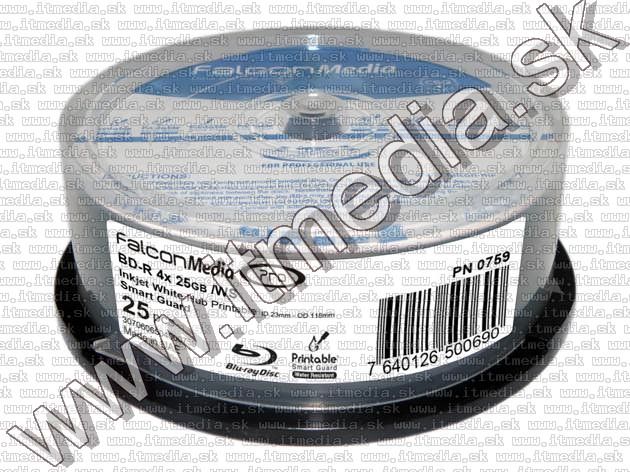 Image of FalconMedia PRO BluRay BD-R 4x (25GB) 25cake Smart Guard Glossy Fullprint(WS) *TDK* (IT10678)